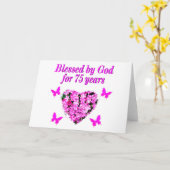 BLESSED 75TH BIRTHDAY FLORAL DESIGN KAART (Gele Bloem)