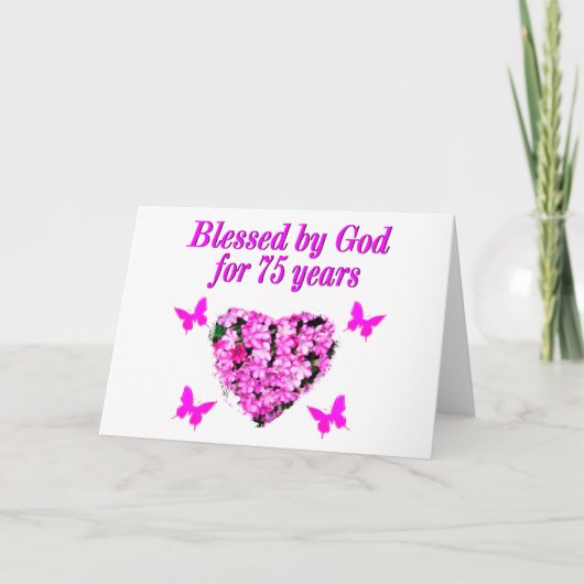BLESSED 75TH BIRTHDAY FLORAL DESIGN KAART (Voorkant)