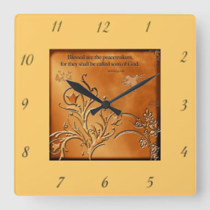 Blessed Are The Peacemakers Wall Clock Vierkante Klok