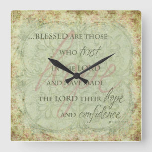 Blessed are Those Who trust in the Lord Clock Vierkante Klok