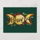 Blessed be Triple Moon Goddess Holly Yule Briefkaart (Voorkant)