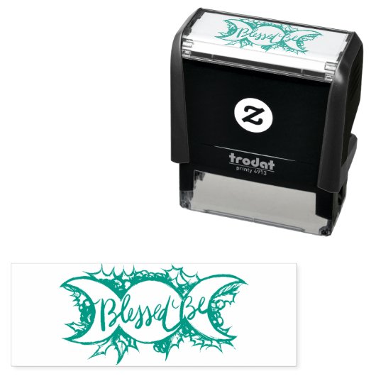 Blessed be Triple Moon Goddess Holly Yule Zelfinktende Stempel (In situ)