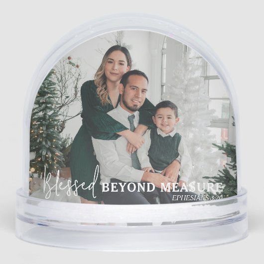 Blessed Beyond Measure Modern Two Photo Keepsake Sneeuwbol (Voorkant)