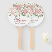 Blessed Beyond Measure Pink Floral  Handwaaier (Voorkant en achterkant)