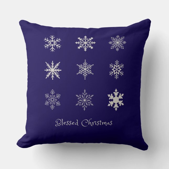 Blessed Christmas Snowflake Pattern Kussen (Voorkant)