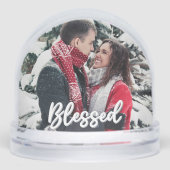 Blessed Couple 2 Sided Photo Modern Script Sneeuwbol (Voorkant)