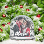 Blessed Couple 2 Sided Photo Modern Script Sneeuwbol (Kerstmis)