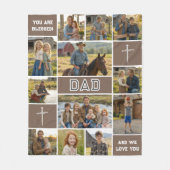 Blessed Dad 12 Photo Collage Custom Text Fleece Deken (Voorkant)