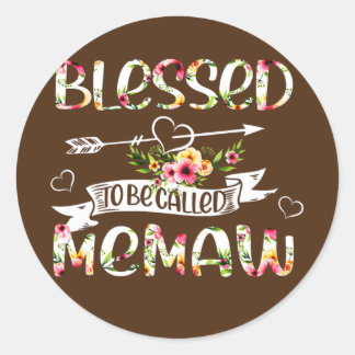 Blessed genaamd Memaw Floral Funny Grandma Ronde Sticker