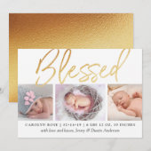 "Blessed" Gold Foil 3 Fotoaankondiging Aankondiging (Voorkant / Achterkant)