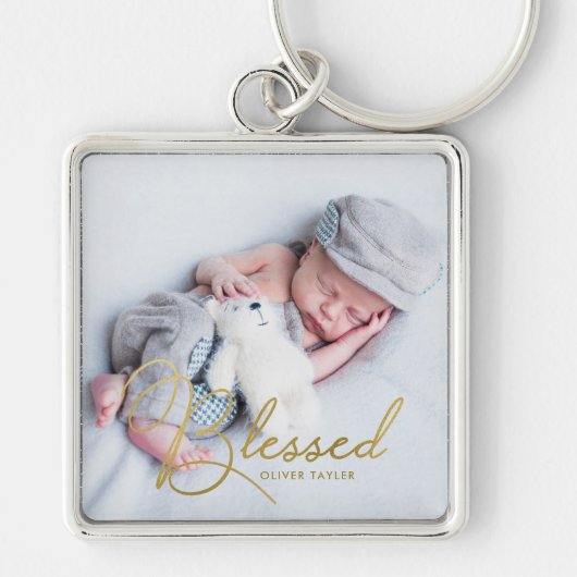 "Blessed" Gold Foil-effect op maat Sleutelhanger (Voorkant)
