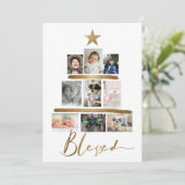 Blessed Gold Script-kerstboom Foto Collage H (Staand voorkant)