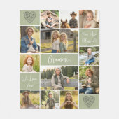 Blessed Grandma 12 Photo Collage Custom Text Fleece Deken (Voorkant)