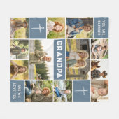 Blessed Grandpa 12 Photo Collage Custom Text Fleece Deken (Voorkant (Horizontaal))