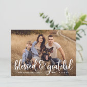 Blessed & Grateful Photo Thanksgiving Kaart (Staand voorkant)