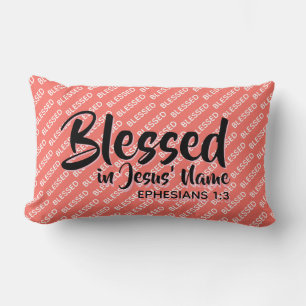 BLESSED IN JESUS' NAME Christelijk Scriptkoraal Kussen
