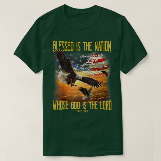 Blessed is de natie waarvan God de Heer is T-shirt (Design voorkant)