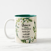 Blessed is zij die dacht dat naam Christelijk was Tweekleurige Koffiemok (Links)