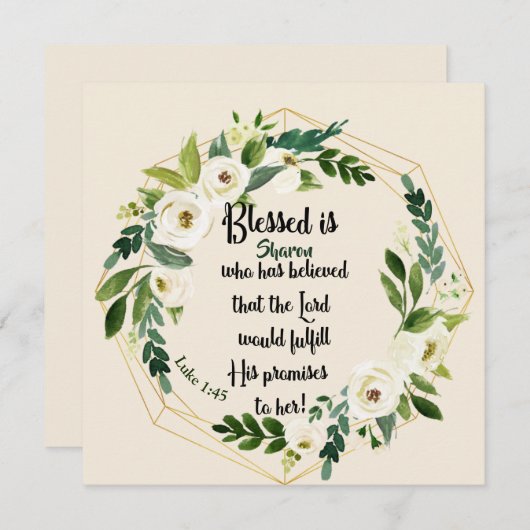 Blessed is zij die de Christelijke kaart geloofde (Voorkant / Achterkant)