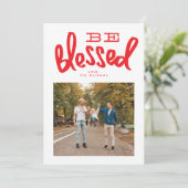 Blessed kerstfeestdag handschrift fotokaart feestdagenkaart (Staand voorkant)