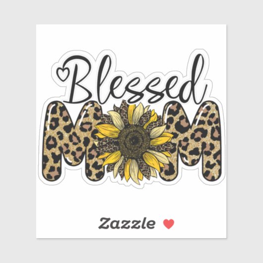 Blessed Ma Cute Cheetah Leopard Sunflower Sticker (Vel)