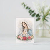 Blessed Mary Catholic Funeral Memorial Holy Card - Visitekaartje (Staand voorkant)