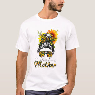 Blessed Moeder Messy Bun Women Happy Easter, Mothe T-shirt