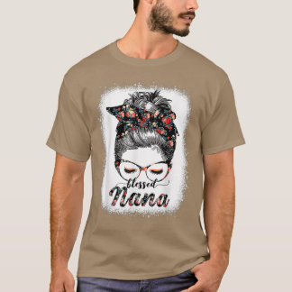 Blessed Nana Messy Bun Women Happy Easter, moeder' T-shirt