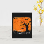 Blessed Samhain Wiccan Celtic Pagan Halloween Witc Kaart (Gele Bloem)