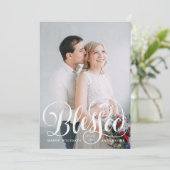 Blessed Script | Carte de vœux photo de vacances (Debout devant)