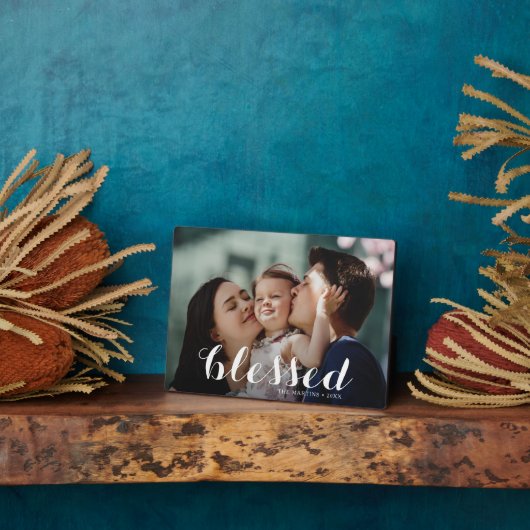 BLESSED Script Tabletop Easel Foto Fotoplaat (Zijkant)