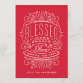 Blessed Season Lettering Holiday Kerstmis Kaart (Voorkant)