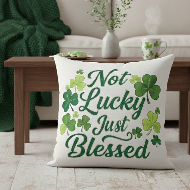 Blessed Shamrock Not Lucky Green Plaid Kussen (Creator heeft geüpload)