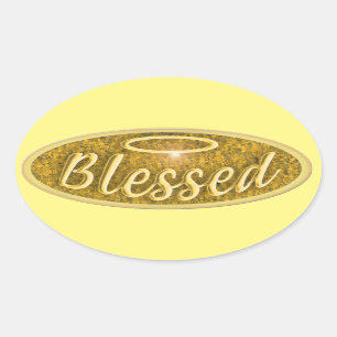 Blessed Shiny Nostalgia Halo Slogan Fun Oval Stick Ovale Sticker