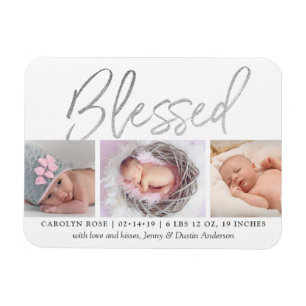 "Blessed" Silver Foil 3 Fotoaankondiging Magneet