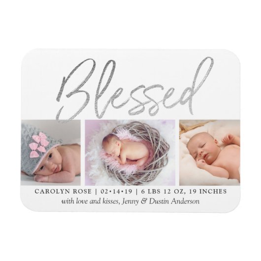 "Blessed" Silver Foil 3 Fotoaankondiging Magneet (Horizontaal)