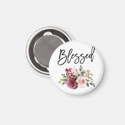 Blessed - Simple Saying Floral Magneet (Voorkant / Achterkant)
