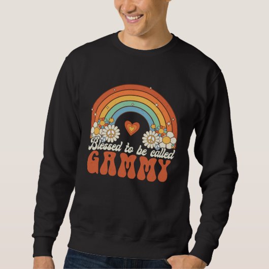 Blessed To Be Called Gammy Groovy Rainbow Mothers  Trui (Voorkant)