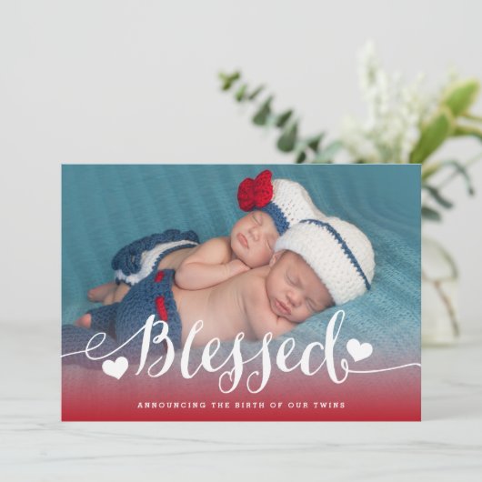 Blessed Twins | Faire-part de naissance Red Valent (Debout devant)