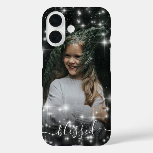 Blessed Uw Foto omringd door Sparkle Stars Case-Mate iPhone Case (Achterkant)