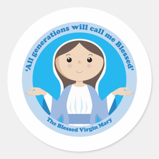 Blessed Virgin Mary Ronde Sticker (Voorkant)
