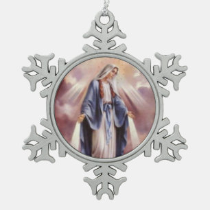 BLESSED VIRGIN MARY TIN SNEEUWVLOK ORNAMENT