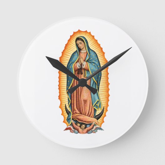 Blessed Virgin of Guadalupe Wall Clock Ronde Klok (Voorkant)