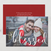 Blessed Whimsical Script | Vakantieknopkaart Feestdagenkaart (Voorkant / Achterkant)