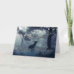 Blessed Winter Solstice Forest Stag Feestdagen Kaart