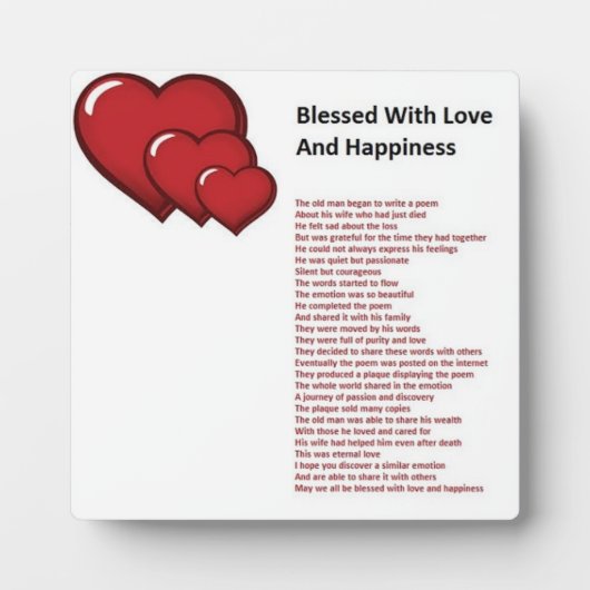 Blessed With Love And Happiness Poem On Plaque (Devant)