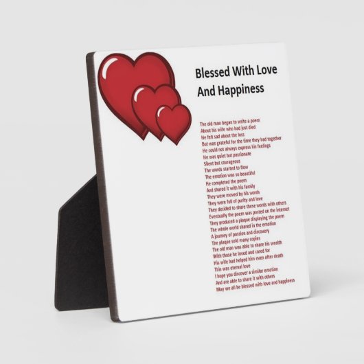 Blessed With Love And Happiness Poem On Plaque (Recto)