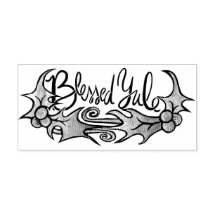 Blessed Yule Rubber Stamp Zelfinktende Stempel