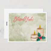 Blessed Yule Waterverf Feestdagenkaart (Voorkant / Achterkant)