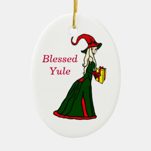 Blessed Yule Winter Witch Ornament